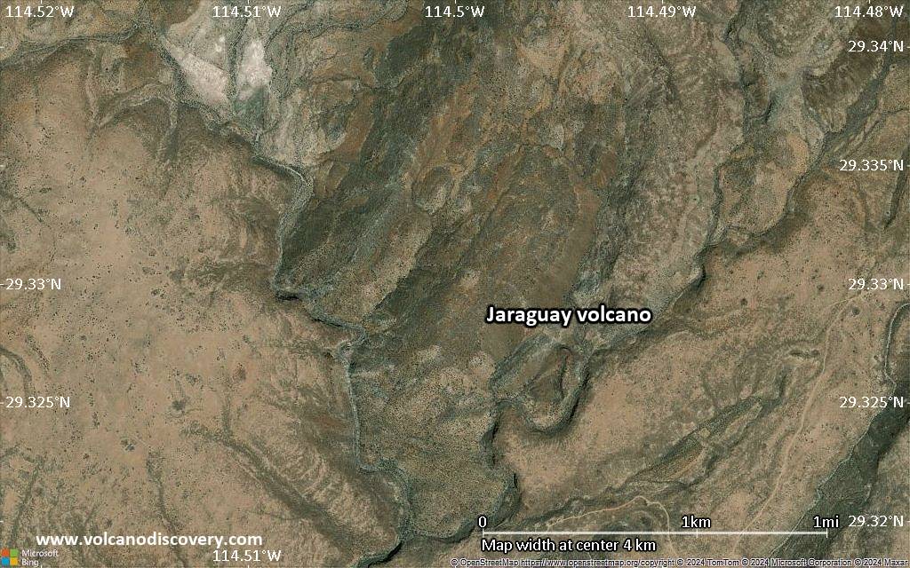 Satellite/aerial-type map of Jaraguay volcano (scale of few kilometers)