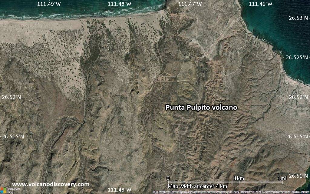 Satellite/aerial-type map of Punta Pulpito volcano (scale of few kilometers)