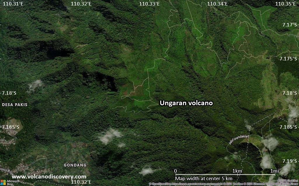 Satellite/aerial-type map of Ungaran volcano (scale of few kilometers)