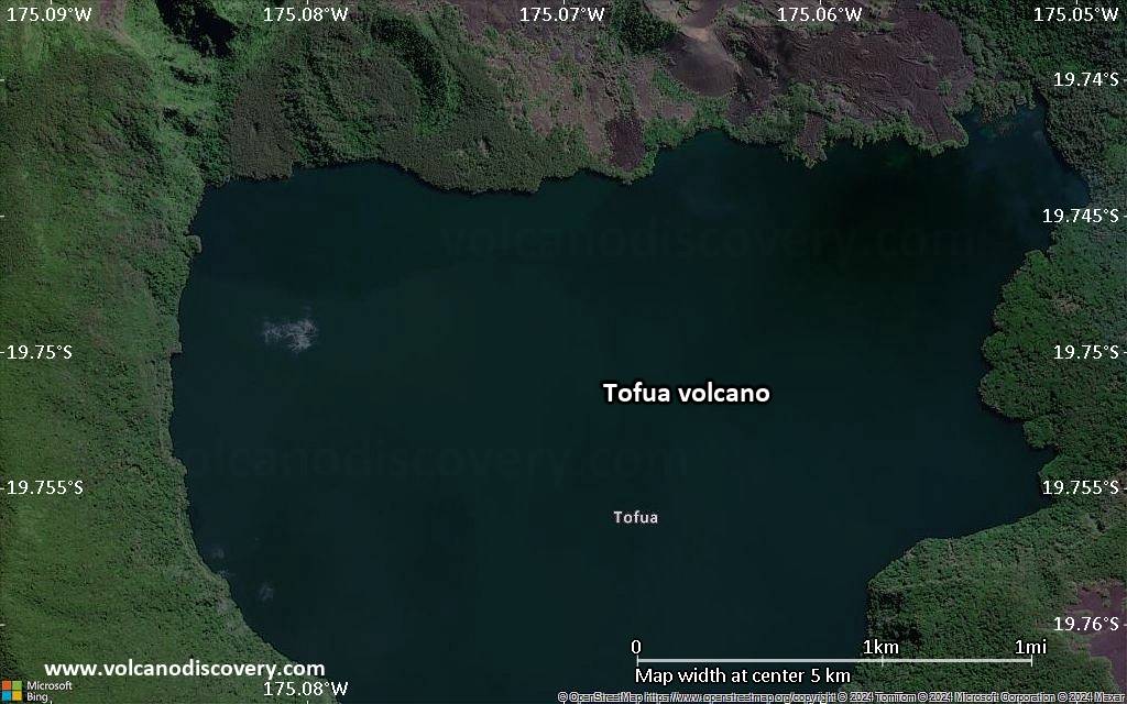 Satellite/aerial-type map of Tofua volcano (scale of few kilometers)