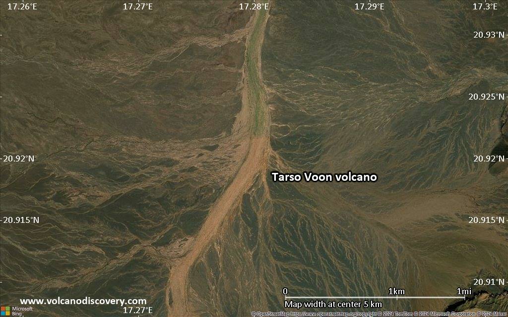 Satellite/aerial-type map of Tarso Voon volcano (scale of few kilometers)