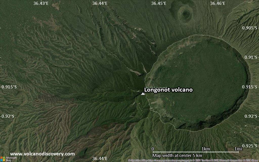 Satellite/aerial-type map of Longonot volcano (scale of few kilometers)