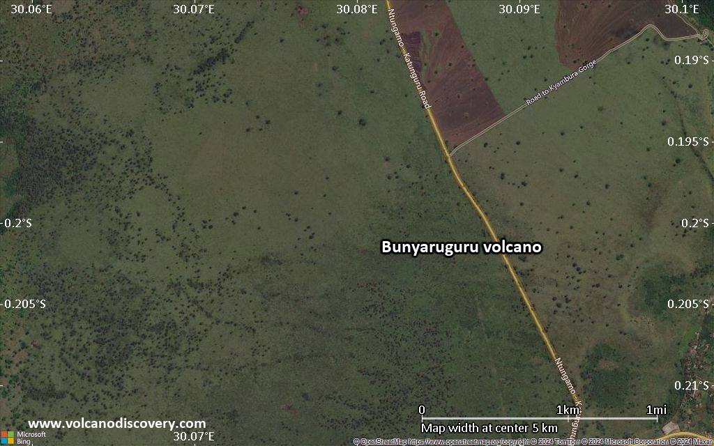 Satellite/aerial-type map of Bunyaruguru volcano (scale of few kilometers)