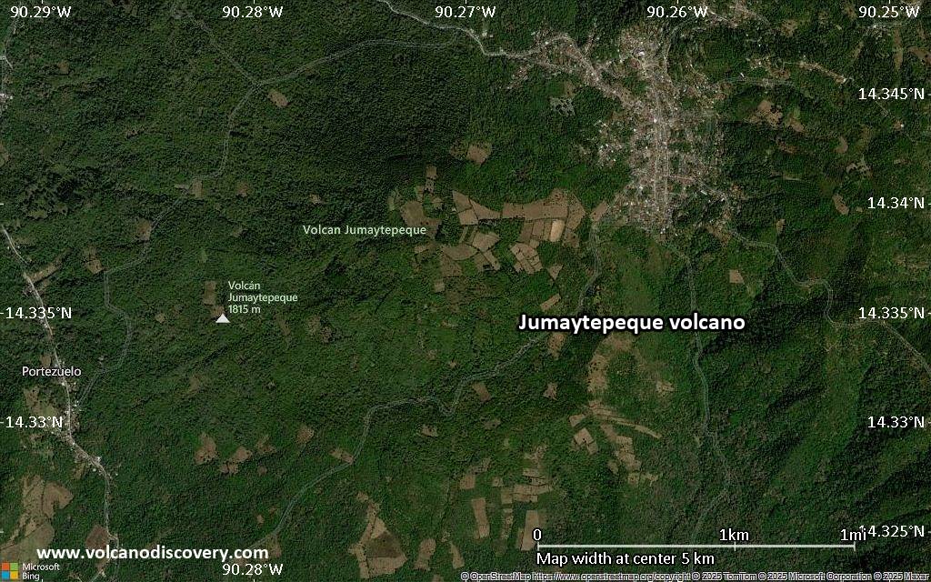 Satellite/aerial-type map of Jumaytepeque volcano (scale of few kilometers)