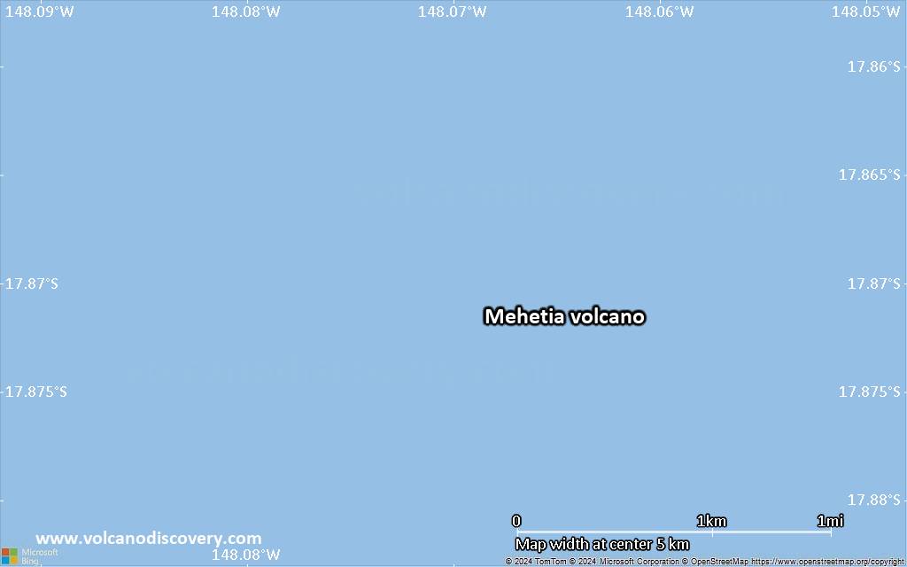 Satellite/aerial-type map of Mehetia volcano (scale of few kilometers)