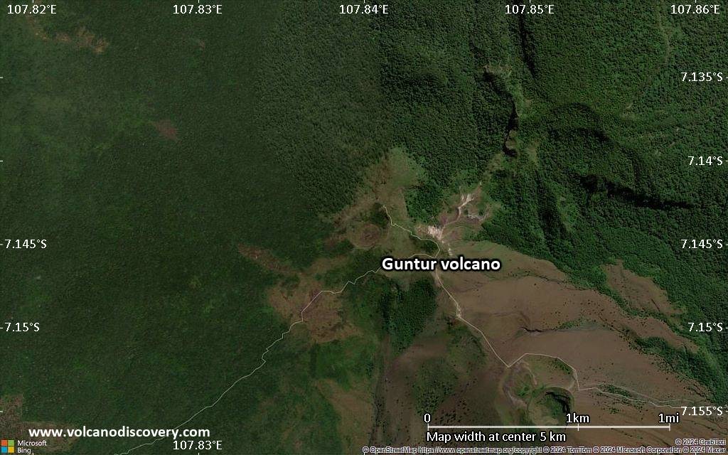 Satellite/aerial-type map of Guntur volcano (scale of few kilometers)