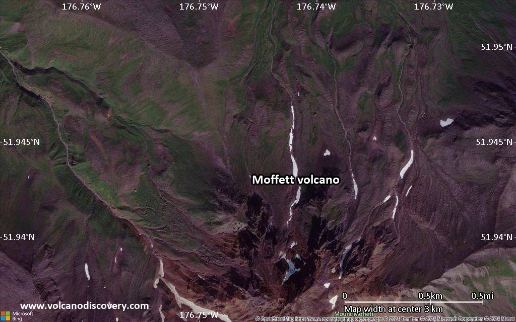 Satellite/aerial-type map of Moffett volcano (scale of few kilometers)