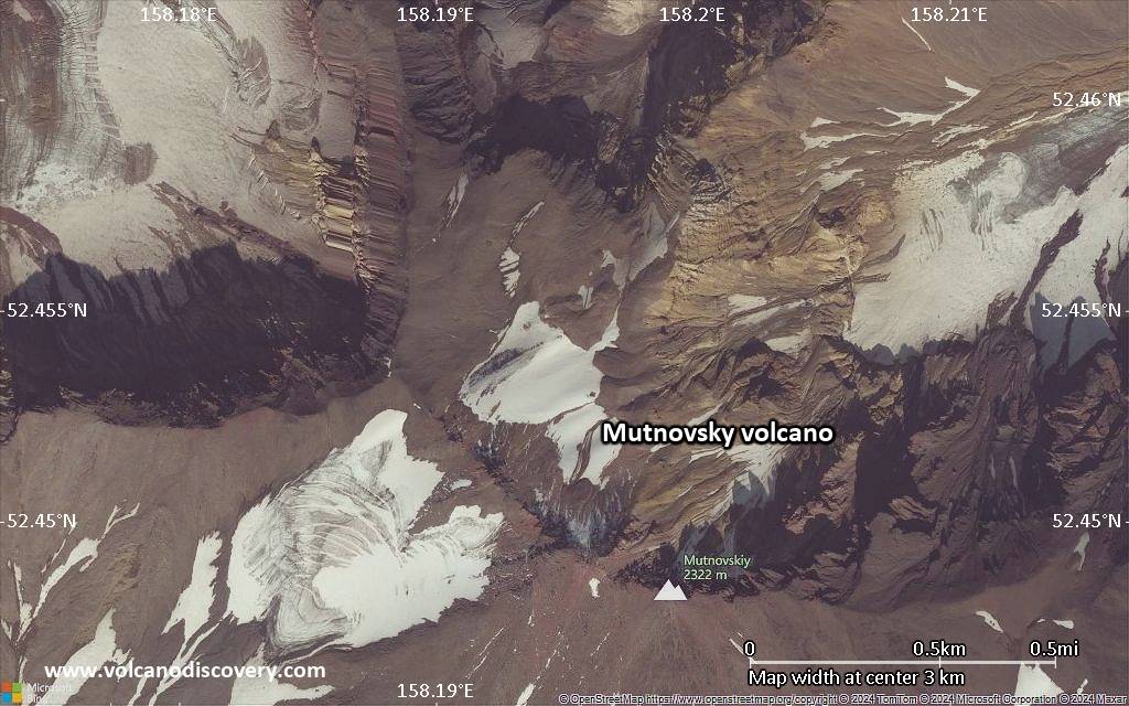 Satellite/aerial-type map of Mutnovsky volcano (scale of few kilometers)