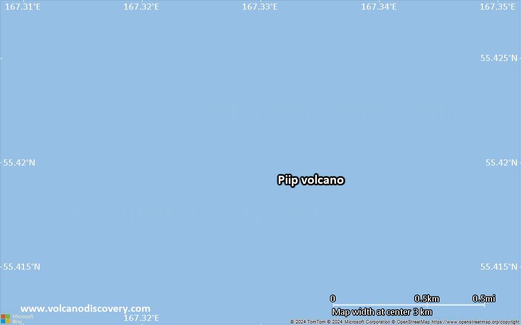 Satellite/aerial-type map of Piip volcano (scale of few kilometers)