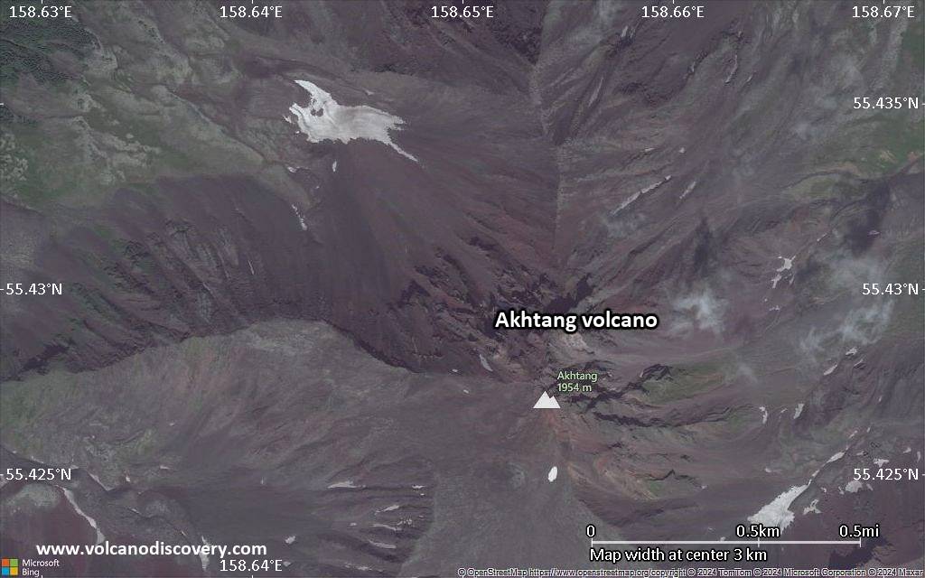 Satellite/aerial-type map of Akhtang volcano (scale of few kilometers)