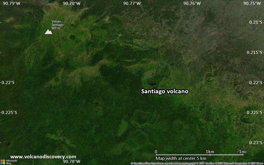 Satellite/aerial-type map of Santiago volcano (scale of few kilometers)