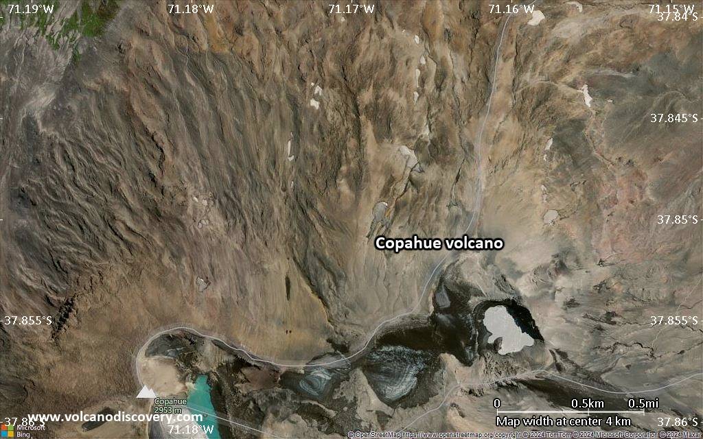 Satellite/aerial-type map of Copahue volcano (scale of few kilometers)
