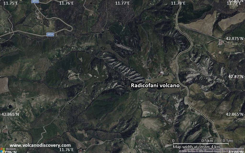 Satellite/aerial-type map of Radicofani volcano (scale of few kilometers)