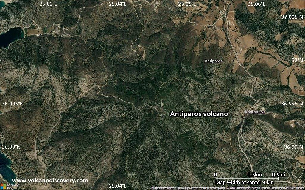 Satellite/aerial-type map of Antiparos volcano (scale of few kilometers)
