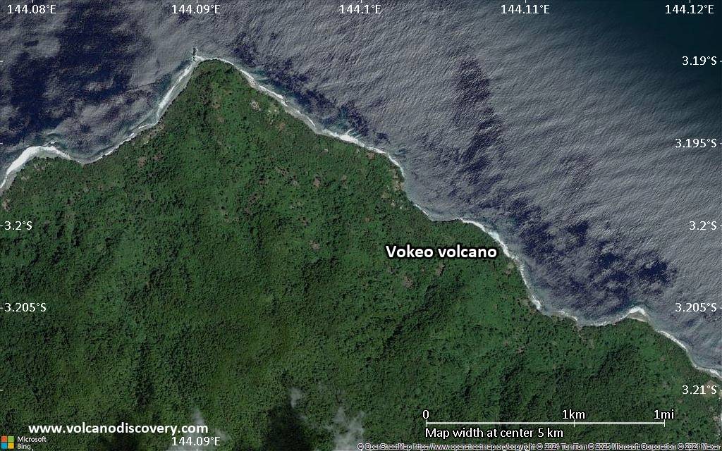 Satellite/aerial-type map of Vokeo volcano (scale of few kilometers)