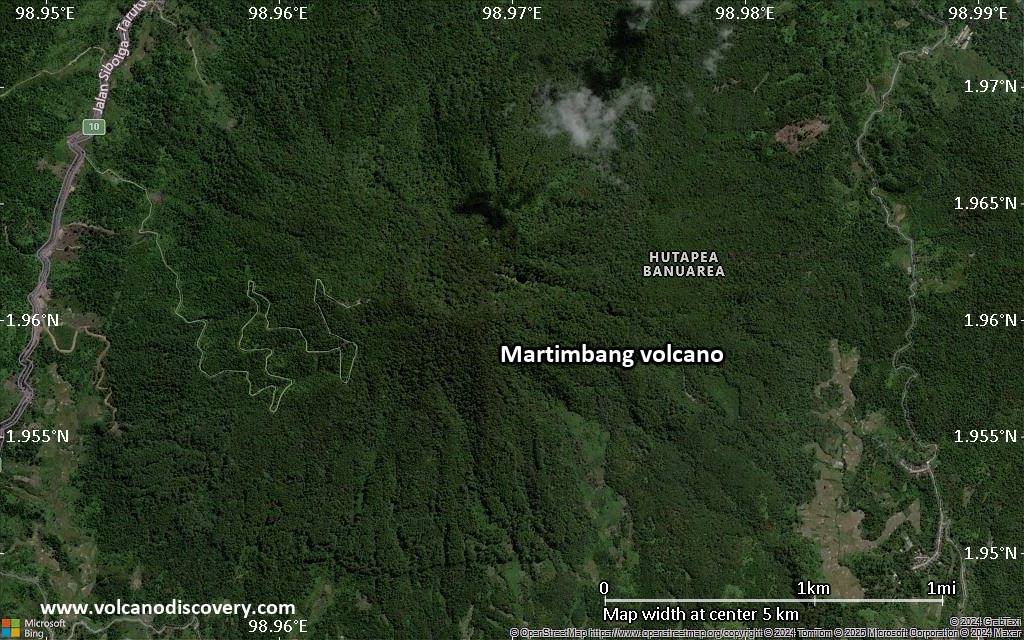 Satellite/aerial-type map of Martimbang volcano (scale of few kilometers)