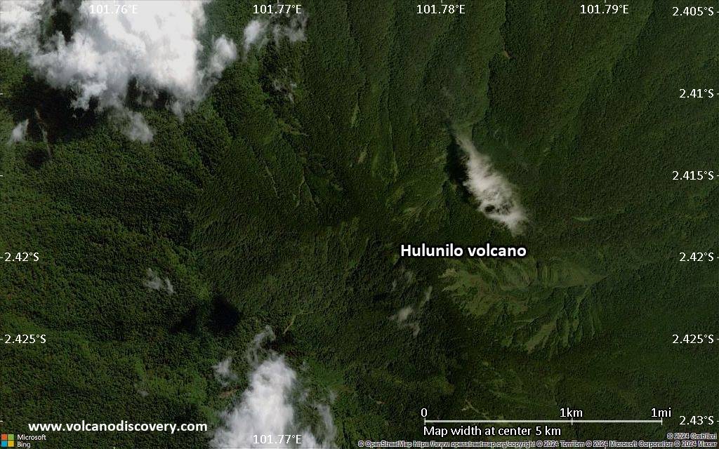 Satellite/aerial-type map of Hulunilo volcano (scale of few kilometers)