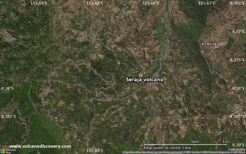 Satellite/aerial-type map of Seraja volcano (scale of few kilometers)