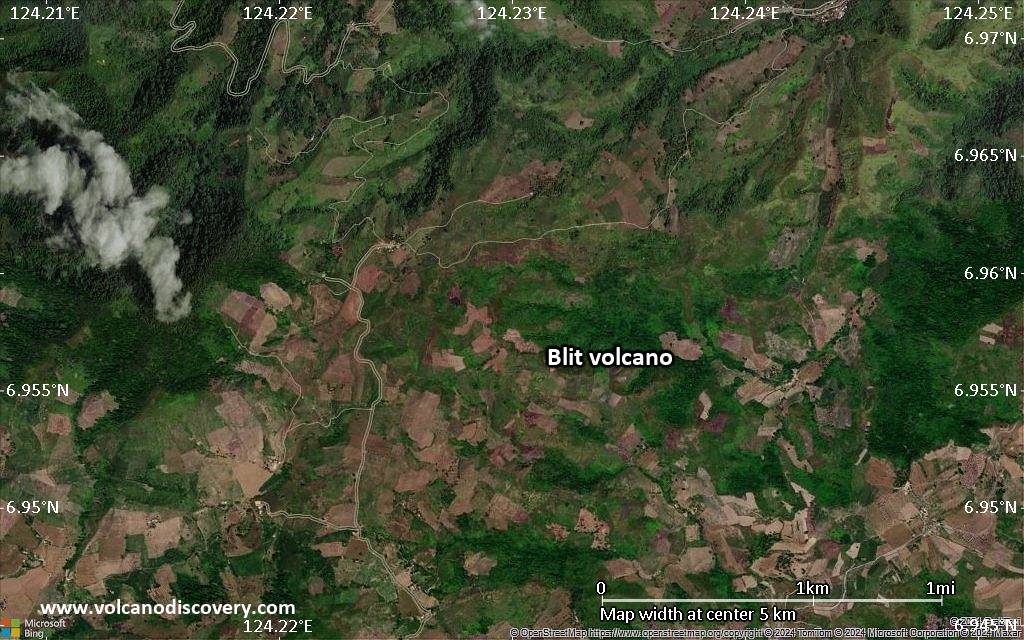 Satellite/aerial-type map of Blit volcano (scale of few kilometers)
