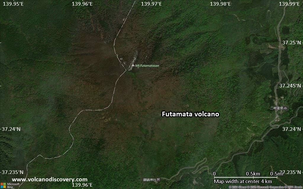 Satellite/aerial-type map of Futamata volcano (scale of few kilometers)