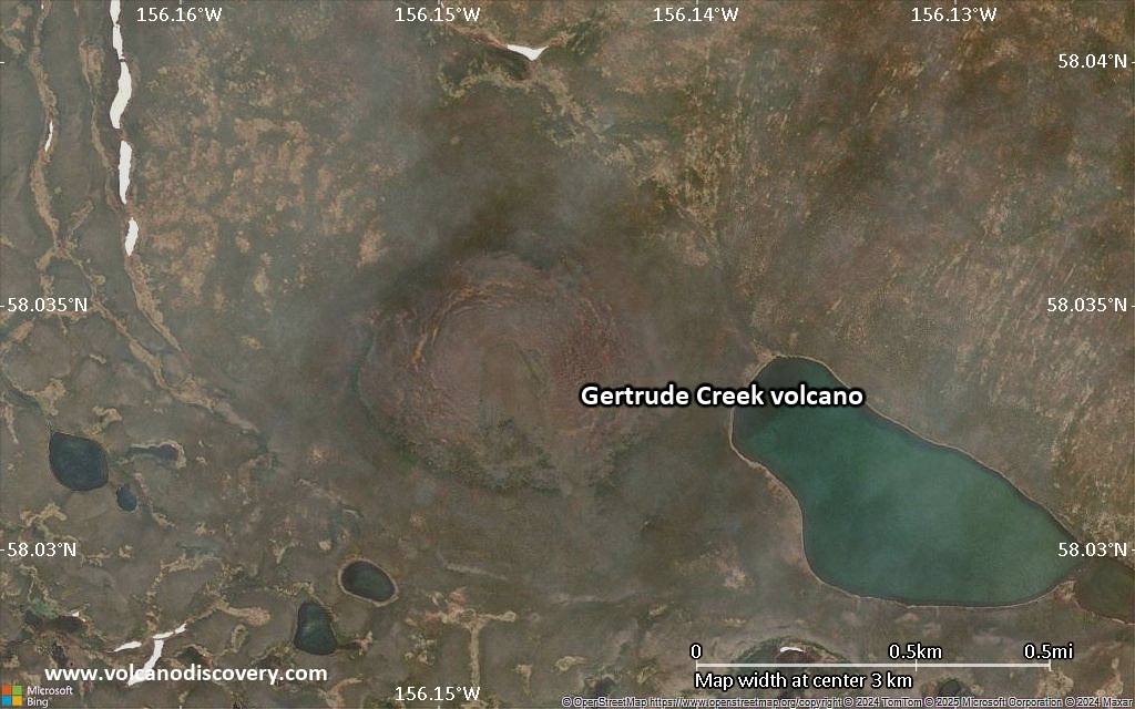 Satellite/aerial-type map of Gertrude Creek volcano (scale of few kilometers)