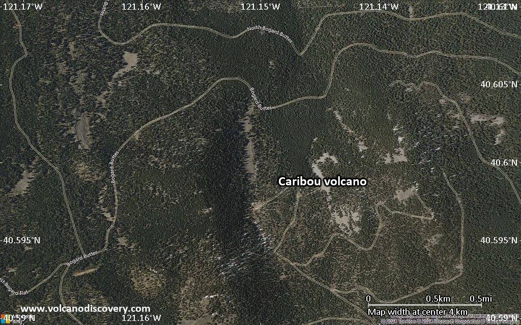 Satellite/aerial-type map of Caribou volcano (scale of few kilometers)