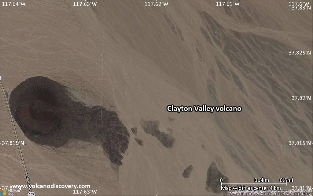 Satellite/aerial-type map of Clayton Valley volcano (scale of few kilometers)