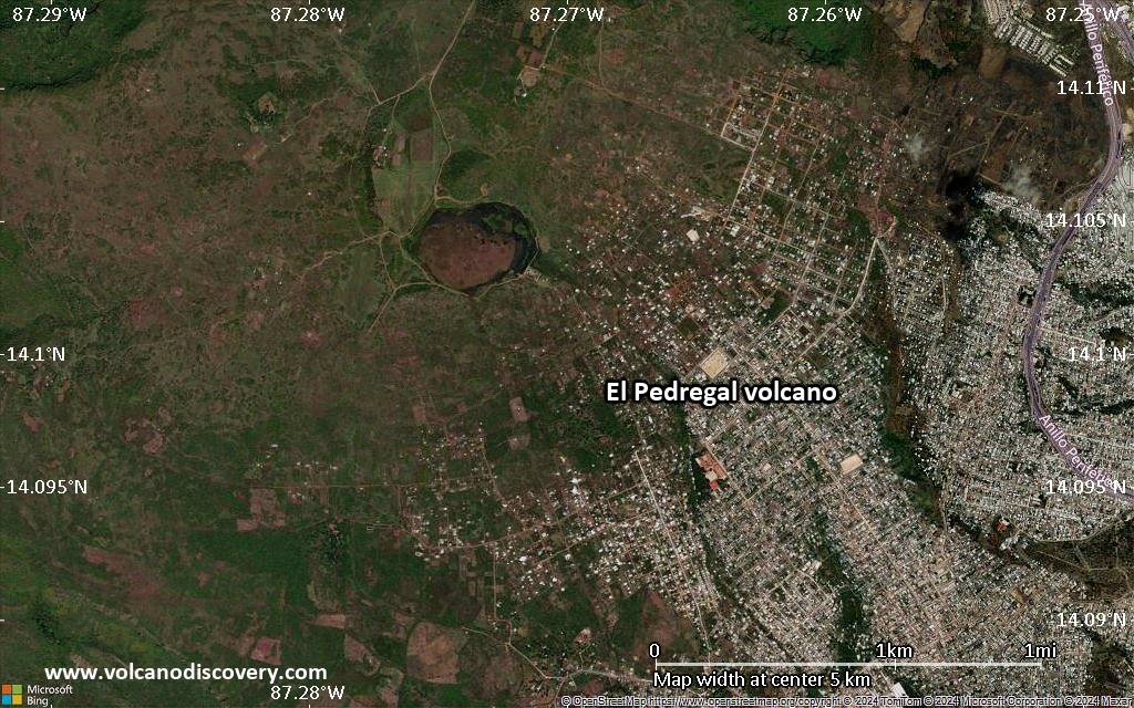 Satellite/aerial-type map of El Pedregal volcano (scale of few kilometers)