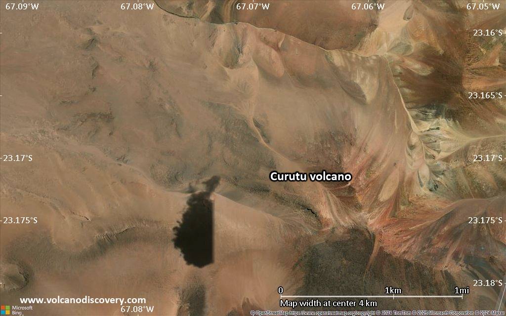 Satellite/aerial-type map of Curutu volcano (scale of few kilometers)