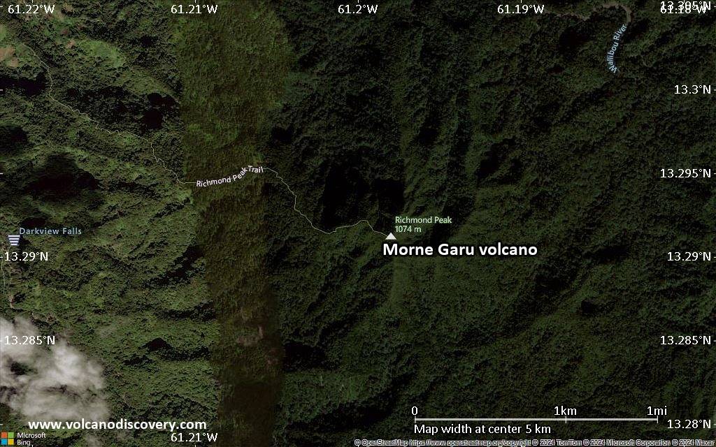Satellite/aerial-type map of Morne Garu volcano (scale of few kilometers)