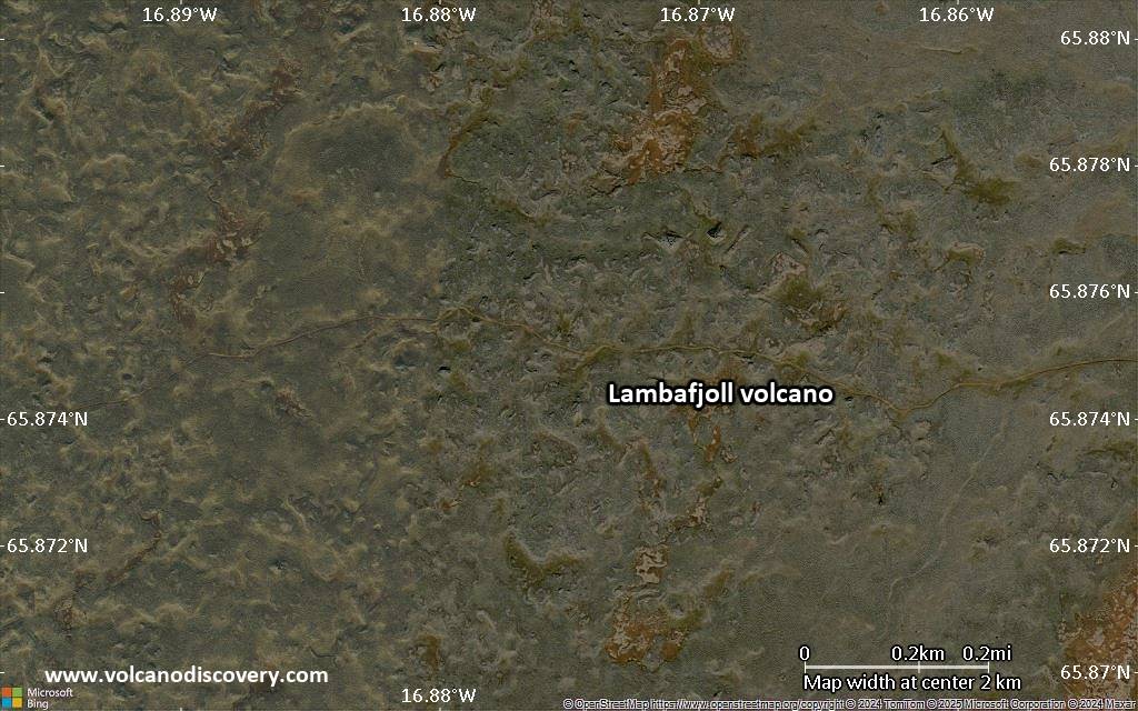 Satellite/aerial-type map of Lambafjoll volcano (scale of few kilometers)