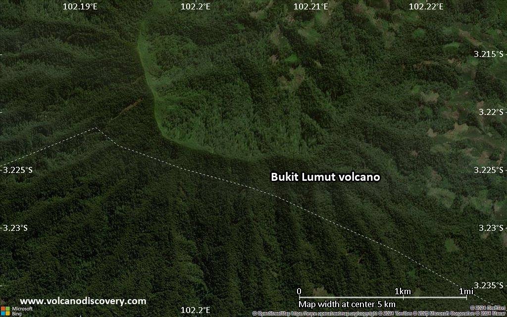 Satellite/aerial-type map of Bukit Lumut volcano (scale of few kilometers)