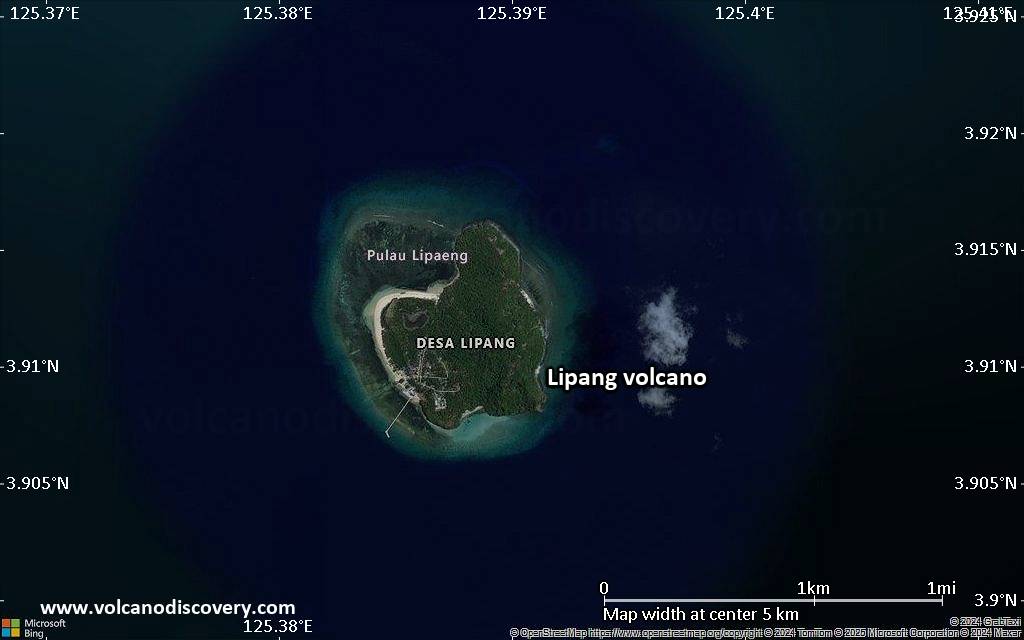 Satellite/aerial-type map of Lipang volcano (scale of few kilometers)