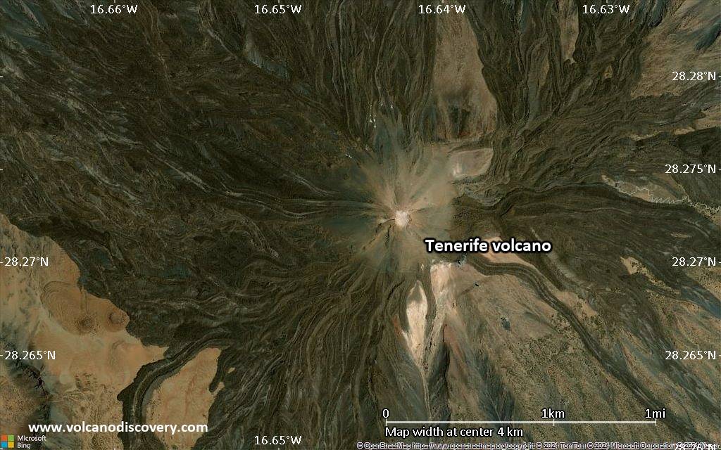 Satellite/aerial-type map of Tenerife volcano (scale of few kilometers)