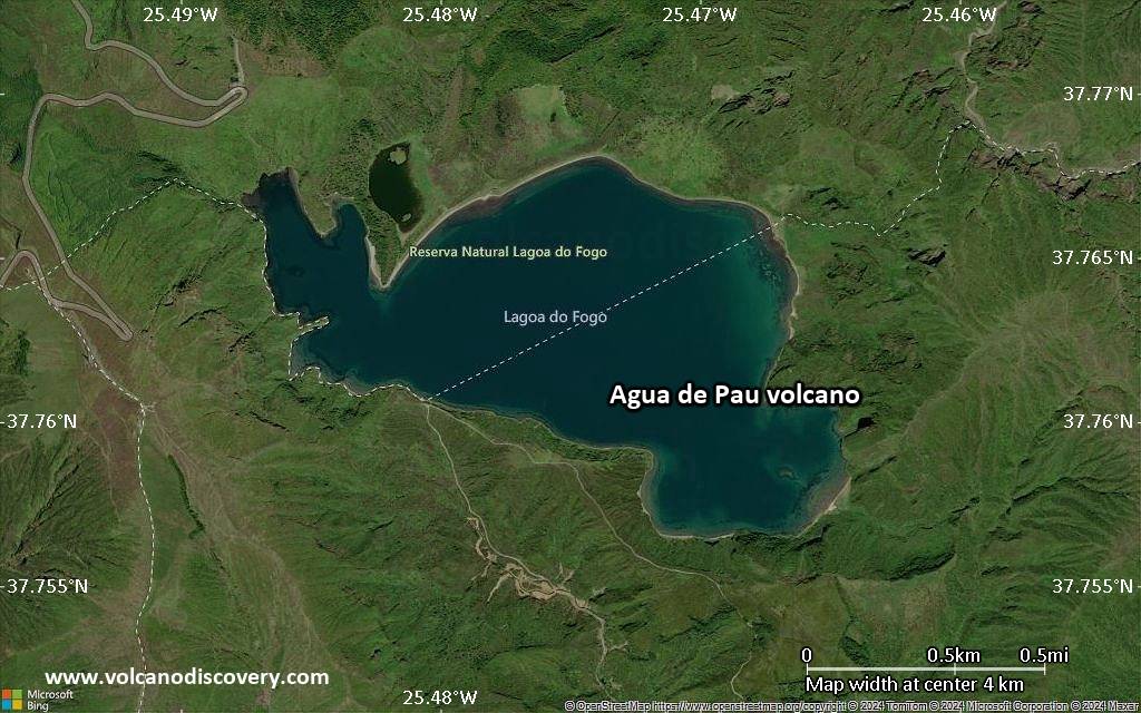 Satellite/aerial-type map of Agua de Pau volcano (scale of few kilometers)