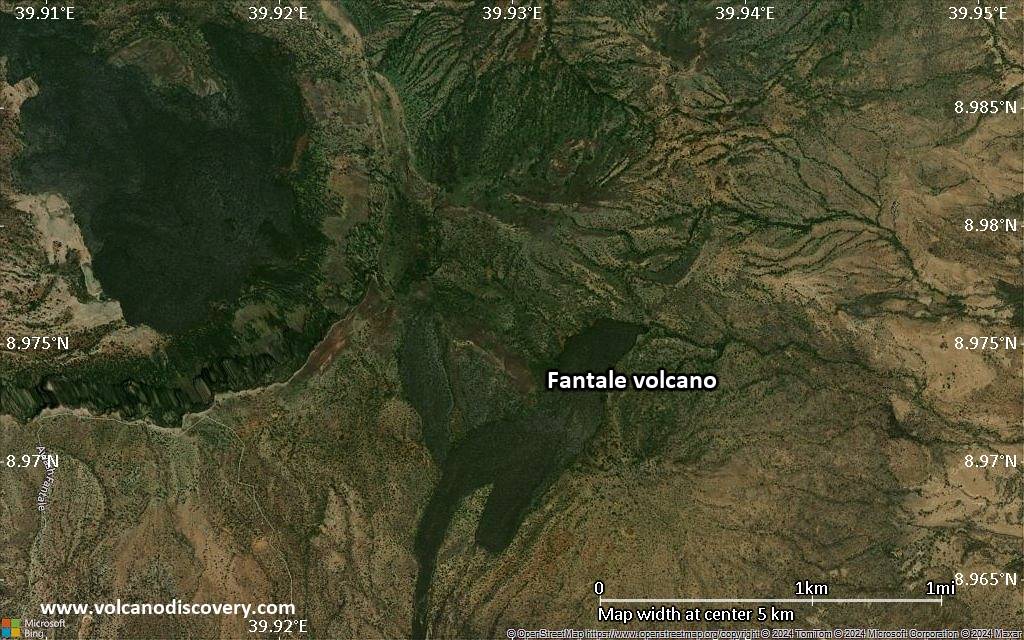 Satellite/aerial-type map of Fantale volcano (scale of few kilometers)