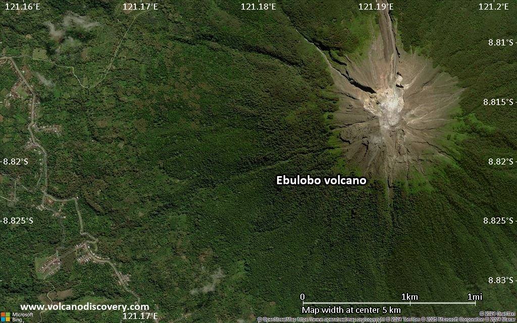 Satellite/aerial-type map of Ebulobo volcano (scale of few kilometers)