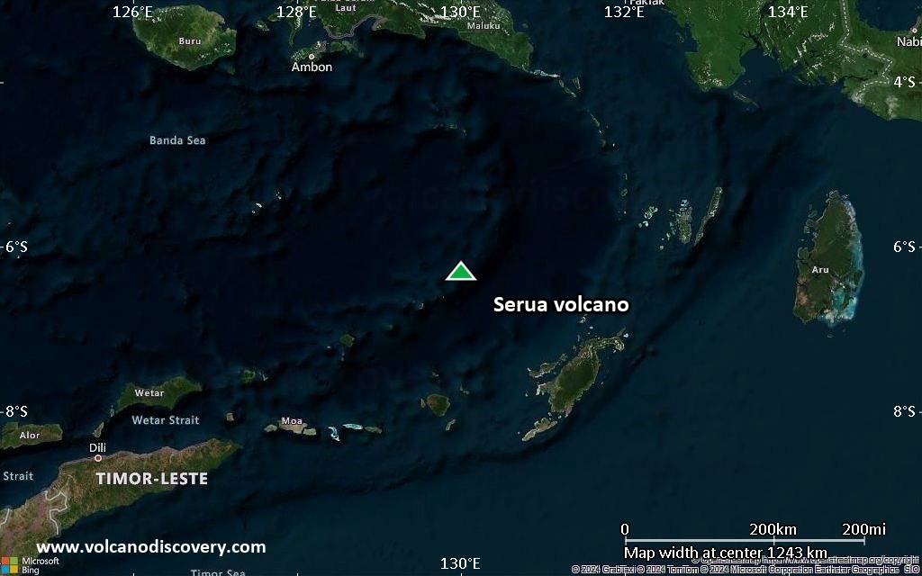 Satellite/aerial-type map of Serua volcano (region scale small)