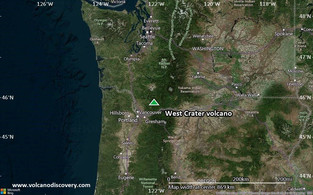 Satellite/aerial-type map of West Crater volcano (region scale small)