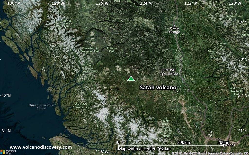 Satellite/aerial-type map of Satah volcano (region scale small)