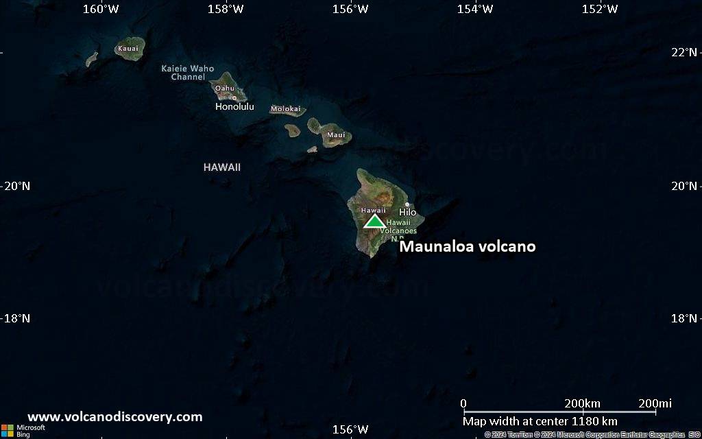 Satellite/aerial-type map of Maunaloa volcano (region scale small)