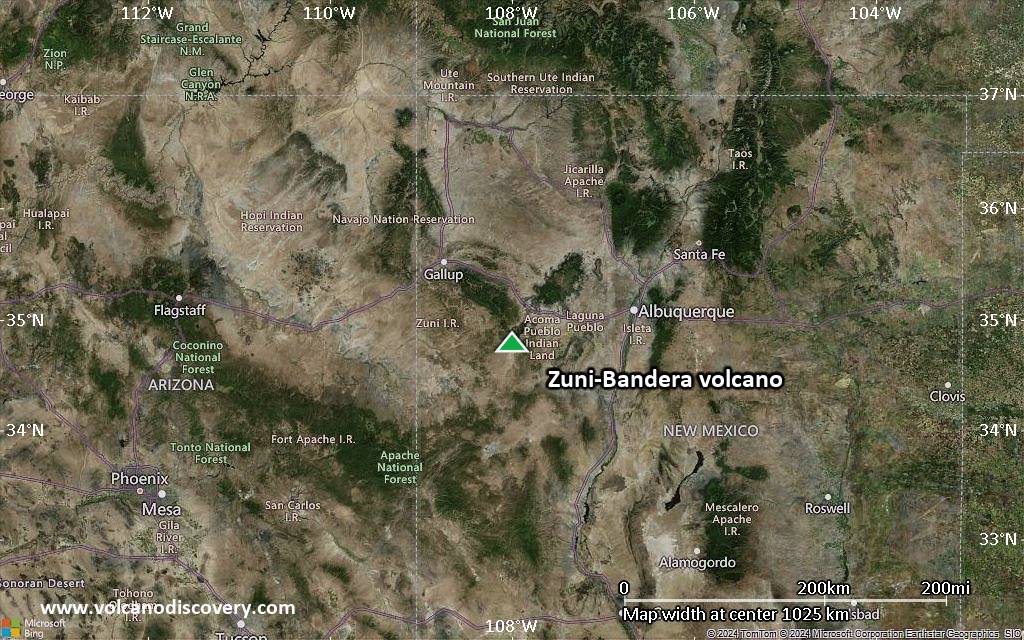 Satellite/aerial-type map of Zuni-Bandera volcano (region scale small)