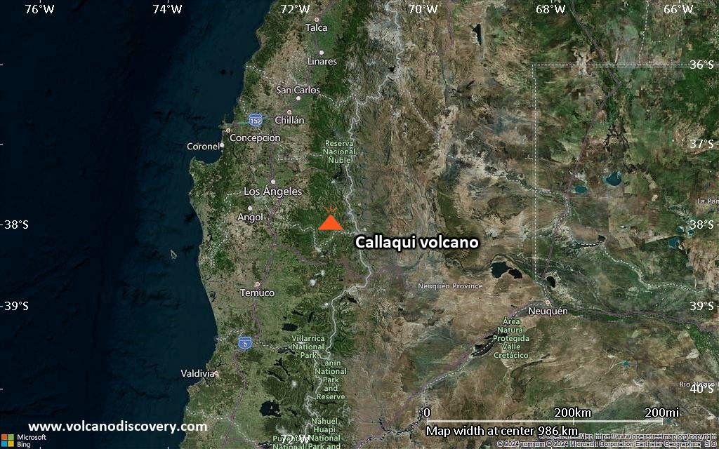 Satellite/aerial-type map of Callaqui volcano (region scale small)