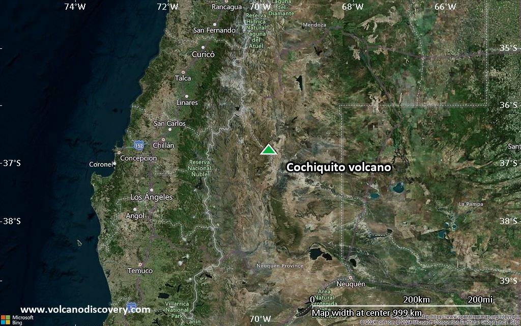 Satellite/aerial-type map of Cochiquito volcano (region scale small)