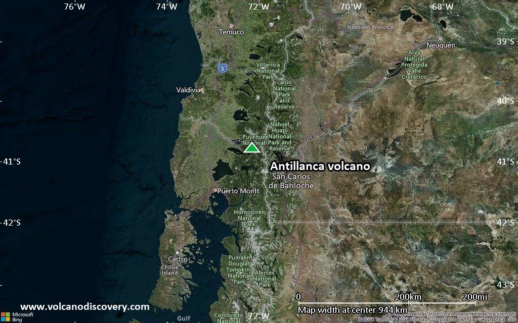 Satellite/aerial-type map of Antillanca volcano (region scale small)