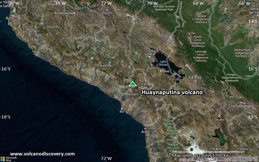 Satellite/aerial-type map of Huaynaputina volcano (region scale small)