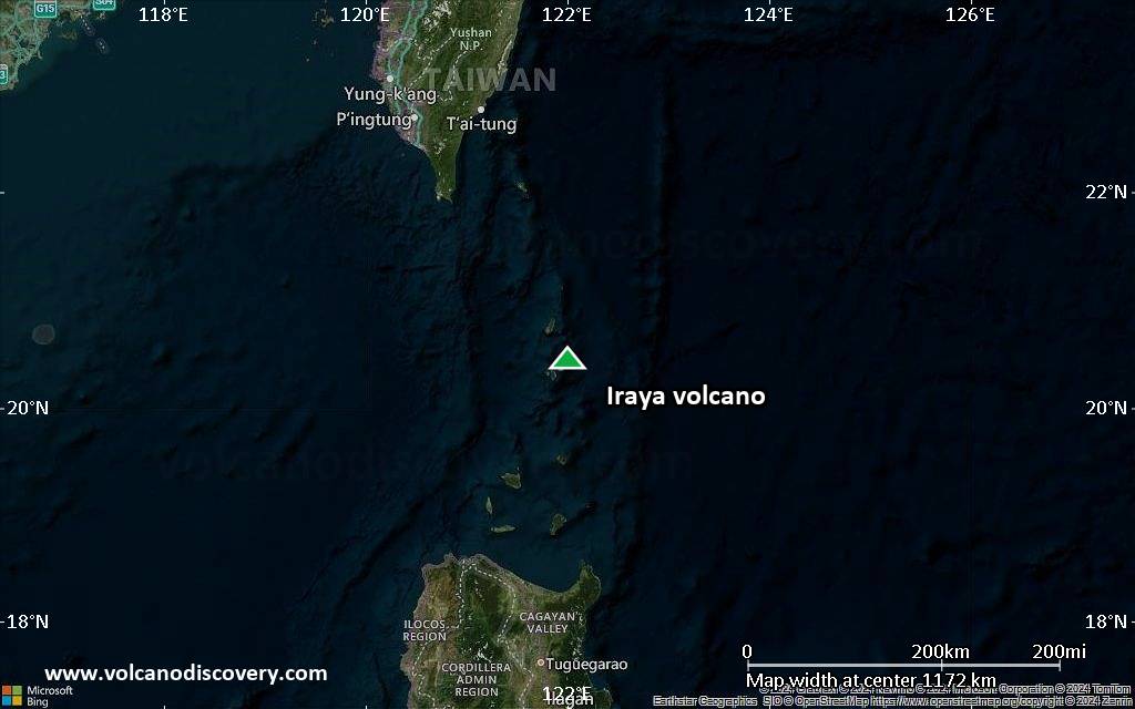 Satellite/aerial-type map of Iraya volcano (region scale small)