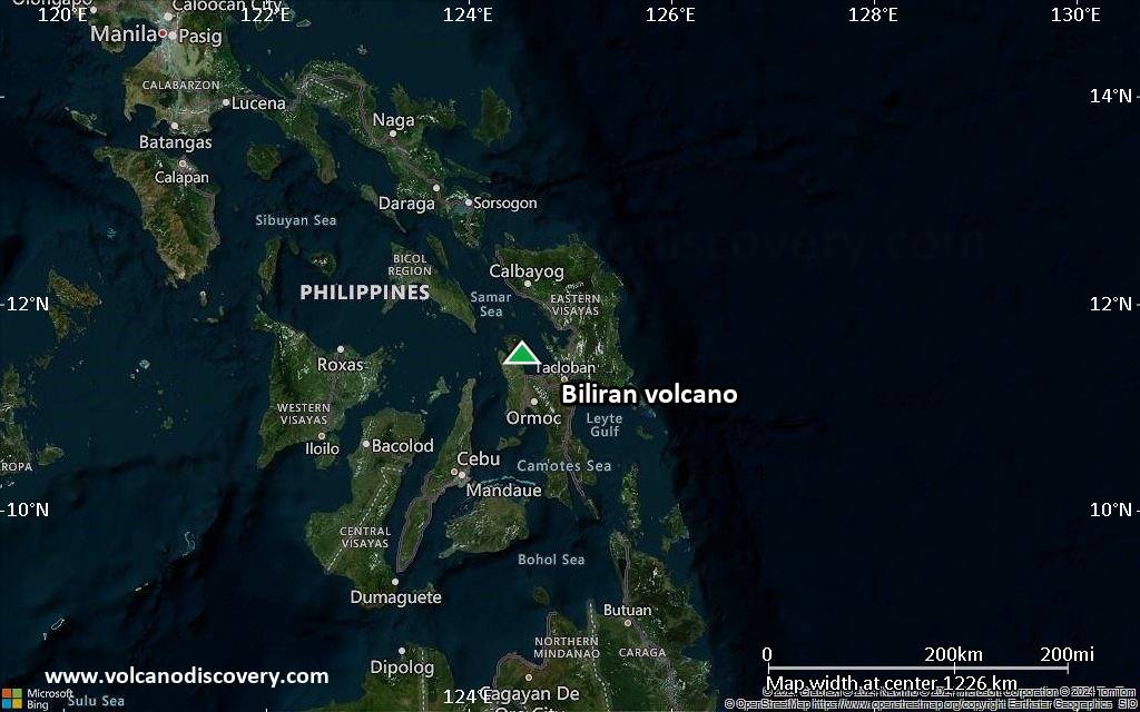 Satellite/aerial-type map of Biliran volcano (region scale small)