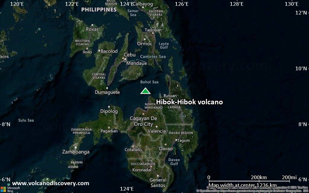 Satellite/aerial-type map of Hibok-Hibok volcano (region scale small)