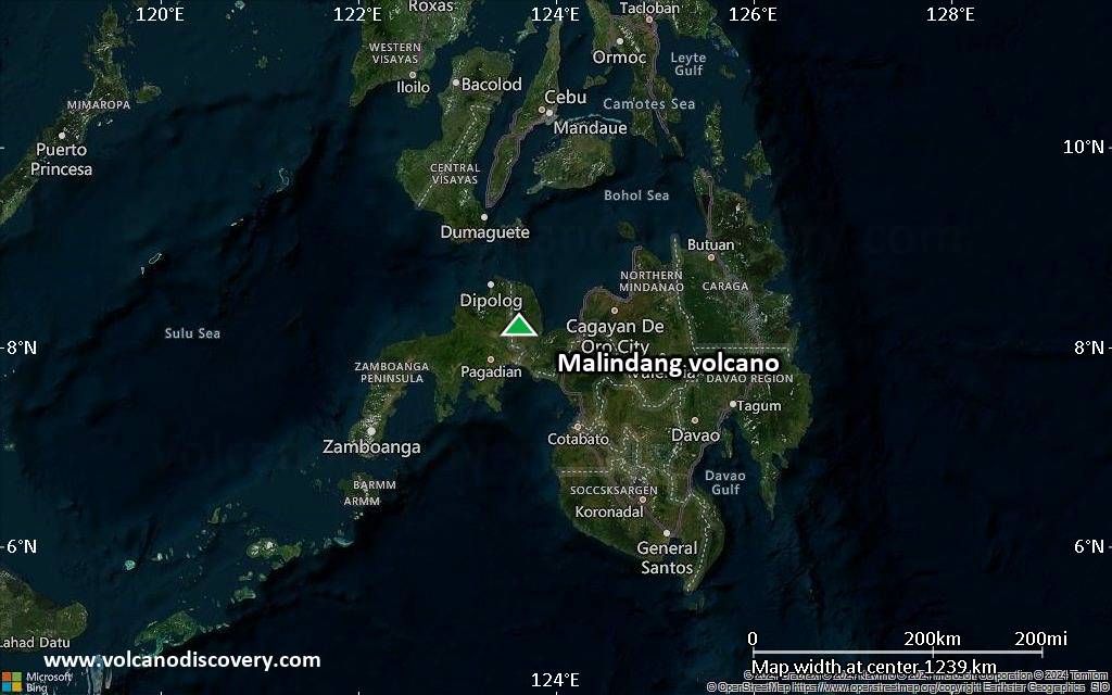 Satellite/aerial-type map of Malindang volcano (region scale small)